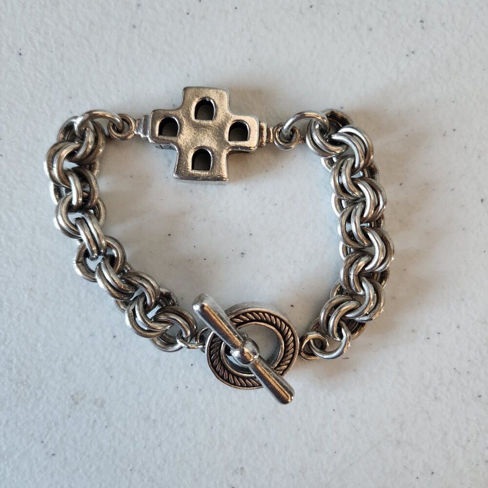 Saint Silver Cross Bracelet "EUC" - Picture 11 of 16